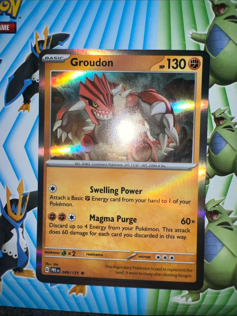 Pokemon Groudon Holo Card - Yellow, Red, Orange